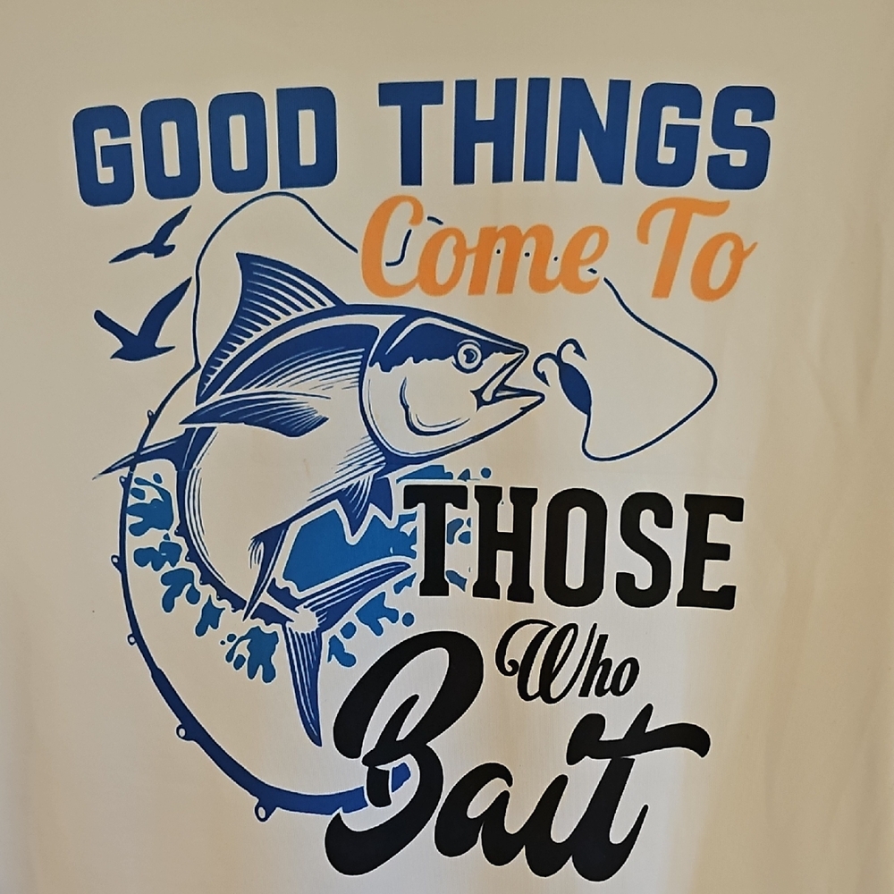 STARTER White Long Sleeve with Blue Fishing Graphic